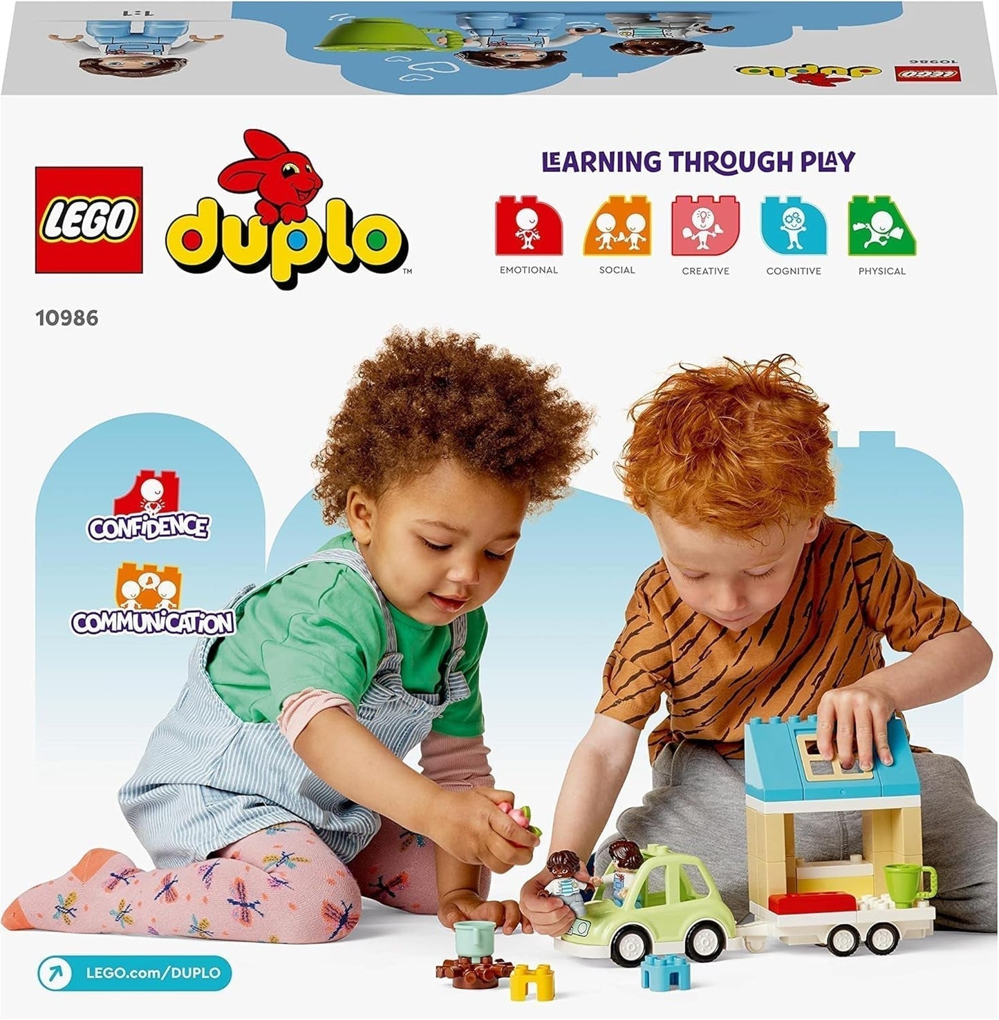 LEGO 10986 DUPLO Doma na kolech, autíčko s velkými kostkami, figurkami a autíčkem pro chlapce a dívky od 2 let, rozvíjí jemnou motoriku Stavebnice Besuche den LEGO-Store