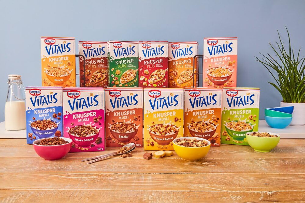 Oetker Vitalis Křupavé medy: Medové křupavé müsli ke snídani a svačině, 5 balení (5 x 600 g)