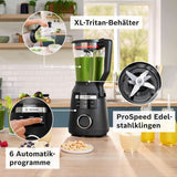 Vysokorychlostní stojanový mixér Vitapower Serie 6 MMBD665B1, 45 000 U/min, 6 programů Inkl Heiße Suppe & Reinigung, 2 L Mixbehälter, Stopfer, Spülmaschinenfeste Teile, Made in Europe, 1800 W, Schwarz Kitchen Naty Shop
