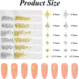 400 Stück Zlatá Stříbrná Stern Charms Nägel, 3D Metall Star Nagelkunst Dekorations, Star Nail Design Gemischt Größe Form Nägel Zubehör