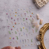 JMEOWIO 3D Nálepka na nehty Blume Frühling Summer Floral Nail Art Nálepka Selbtklebend Nagelaufkleber 5D Stereoskopická dekorace Nageldesign Zubehör 1 Blatt