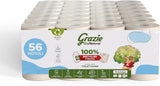 Přírodní toaletní papír Grazie, Econatural, 56 rolí, recyklovaný toaletní papír Fibrepack, 100% ekologický, šetrný k životnímu prostředí, certifikovaný ekoznačkou a recyklovaný FSC, vyrobeno v Itálii