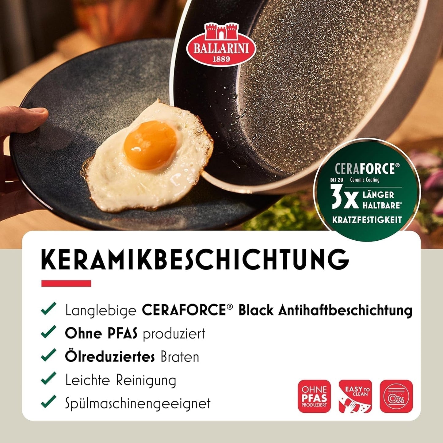 Pánev Ledro, 24 cm, hliník, vhodná na indukci, nepřilnavý keramický povrch, Thermopoint, Made in Italy, béžové Hrnce a pánve Naty Shop