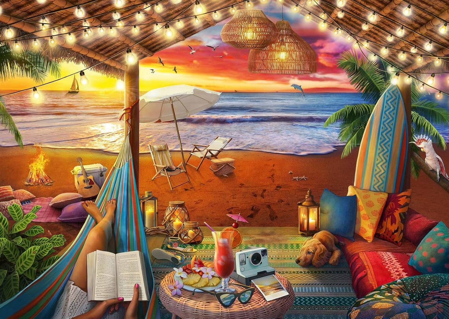 Puzzle Ravensburger 16795 – Západ slunce na pláži – 500dílné puzzle pro dospělé a děti 10+ s většími dílky puzzle [exkluzivně na Amazonu] Puzzle Naty Shop Single