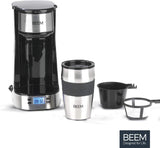 Jednofiltrační espresso BEEM THERMO 2 GO s termohrnkem o objemu 0,4 l | Permanentní filtr | S 24hodinovým časovačem pro ranní šálek horké kávy, žádné čekání | 750 W