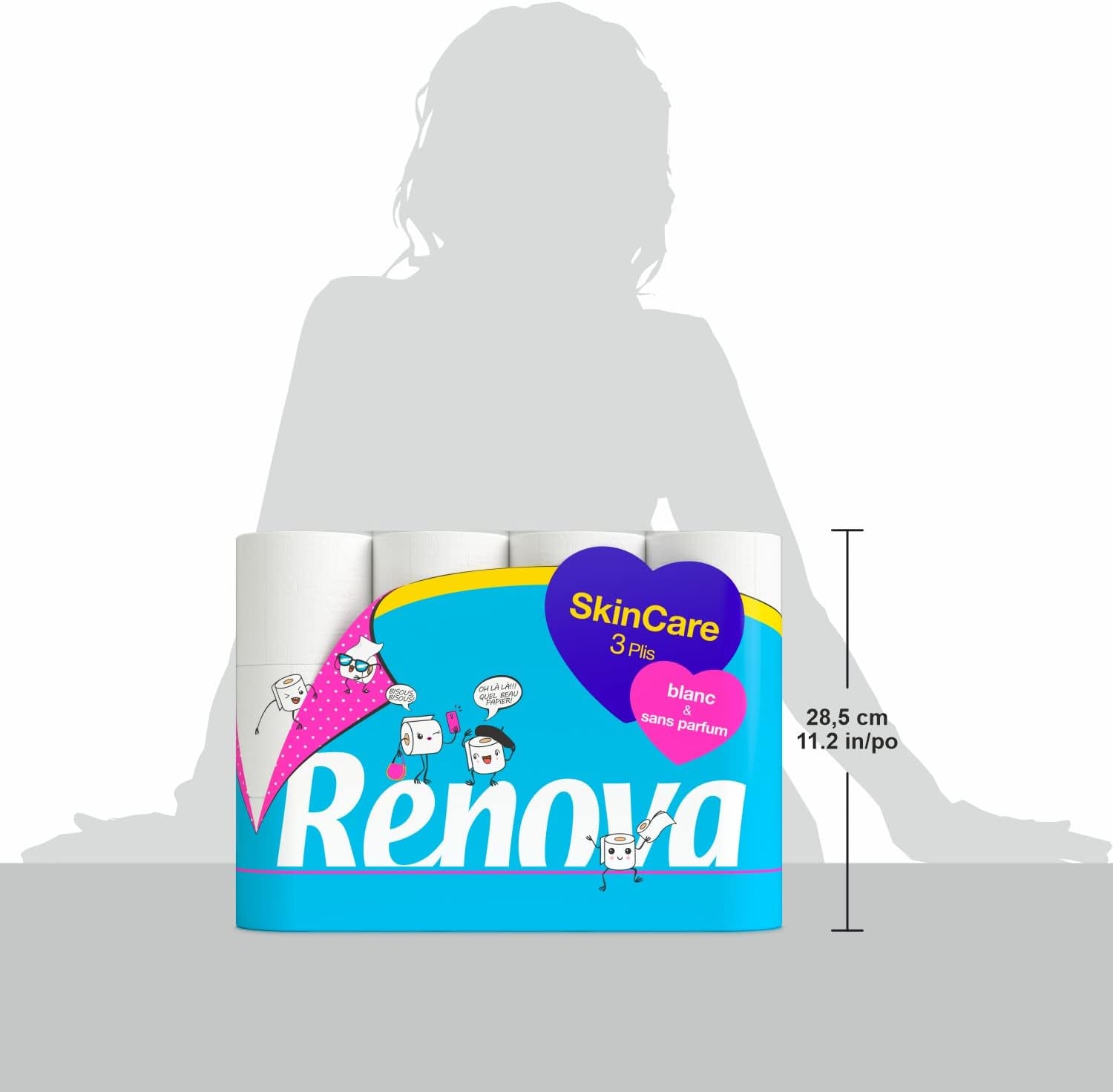 Toaletní papír Renova Skincare, 3 vrstvy, bílý, 24 rolí