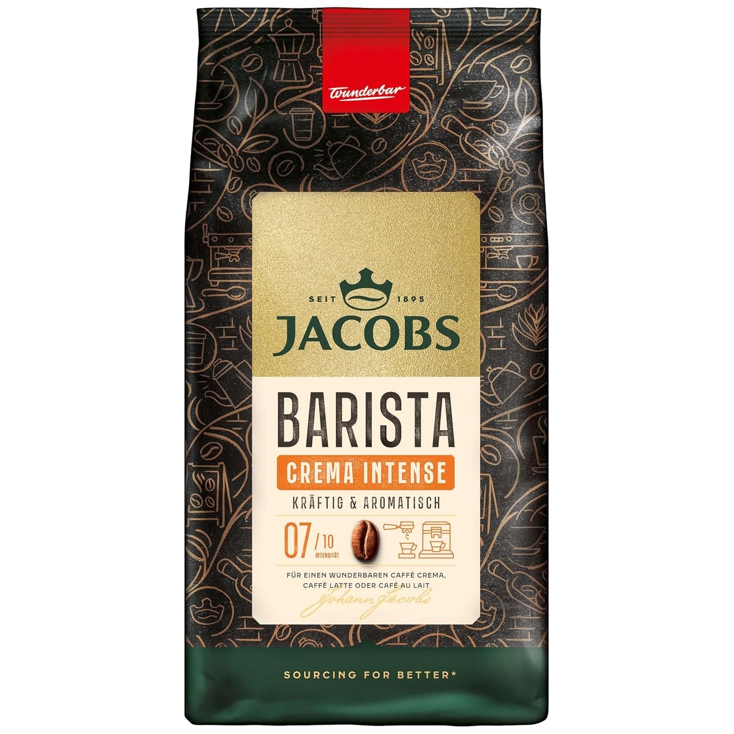 Celozrnná káva JACOBS Barista Editions Crema Intense (4 x 1 kg)