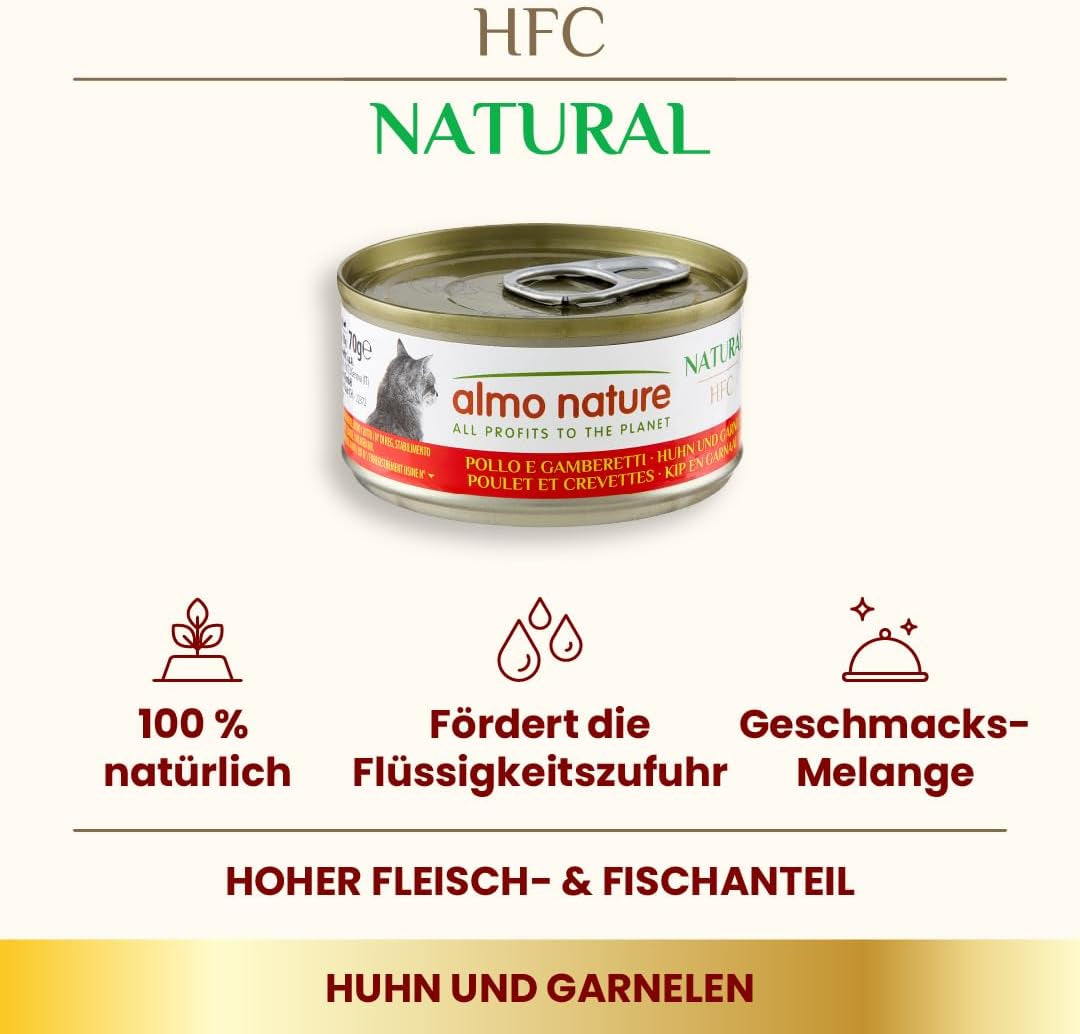 Almo Nature HFC Natural mokré krmivo pro kočky - Různé receptury s kuřecím masem - 6 x 70 g