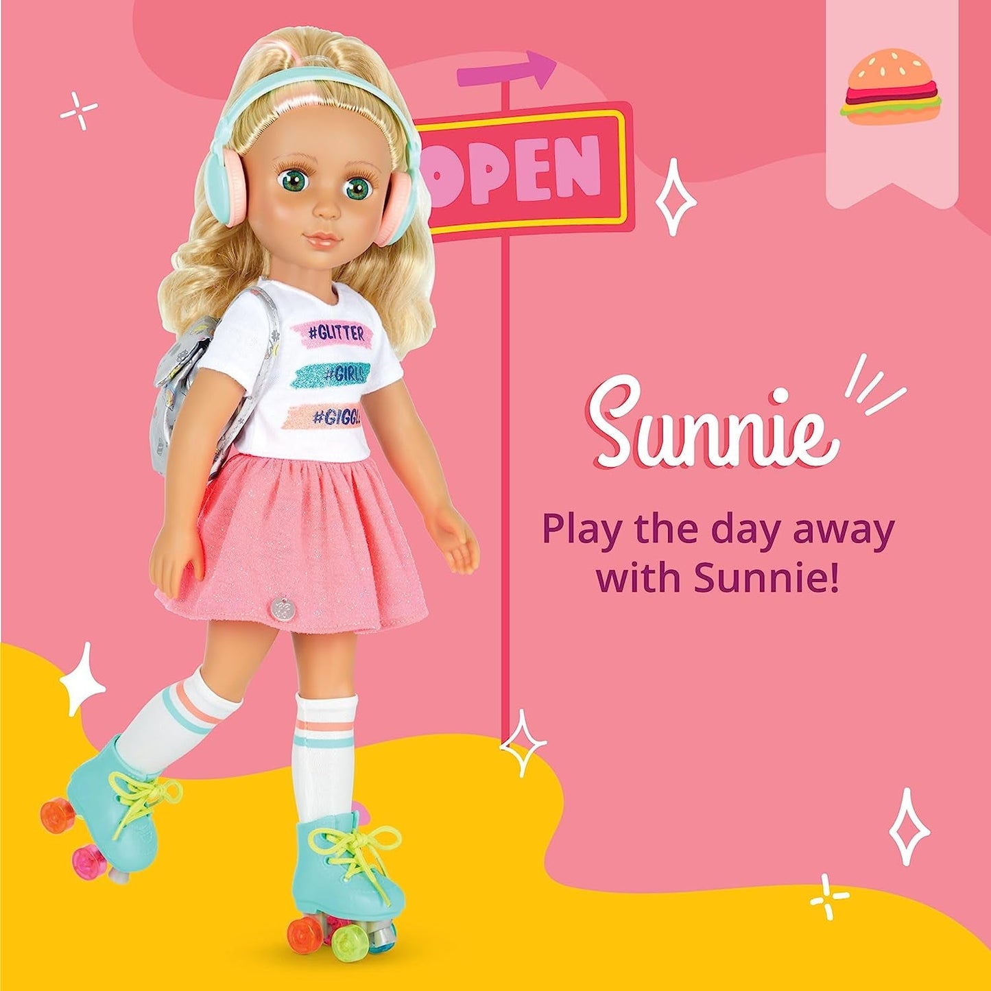 Glitter Girls - Sunnie Dolls - Sunnie Kloubová panenka 36 cm - Blond vlasy a zelené oči - Hračka pro 3 roky a více