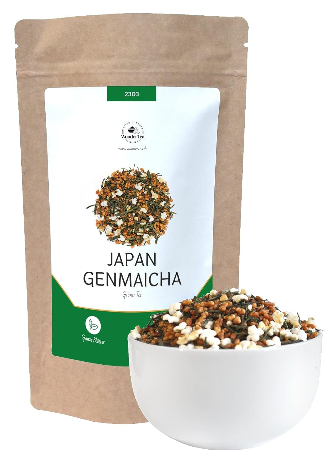 Genmaicha japonský zelený čaj s praženou rýží, 50 % Kagoshima Sencha, prémiový sypaný zelený čaj, tradiční směs, bez přidaných příchutí, 100 g | Wondertea Japonský zelený čaj Genmaicha