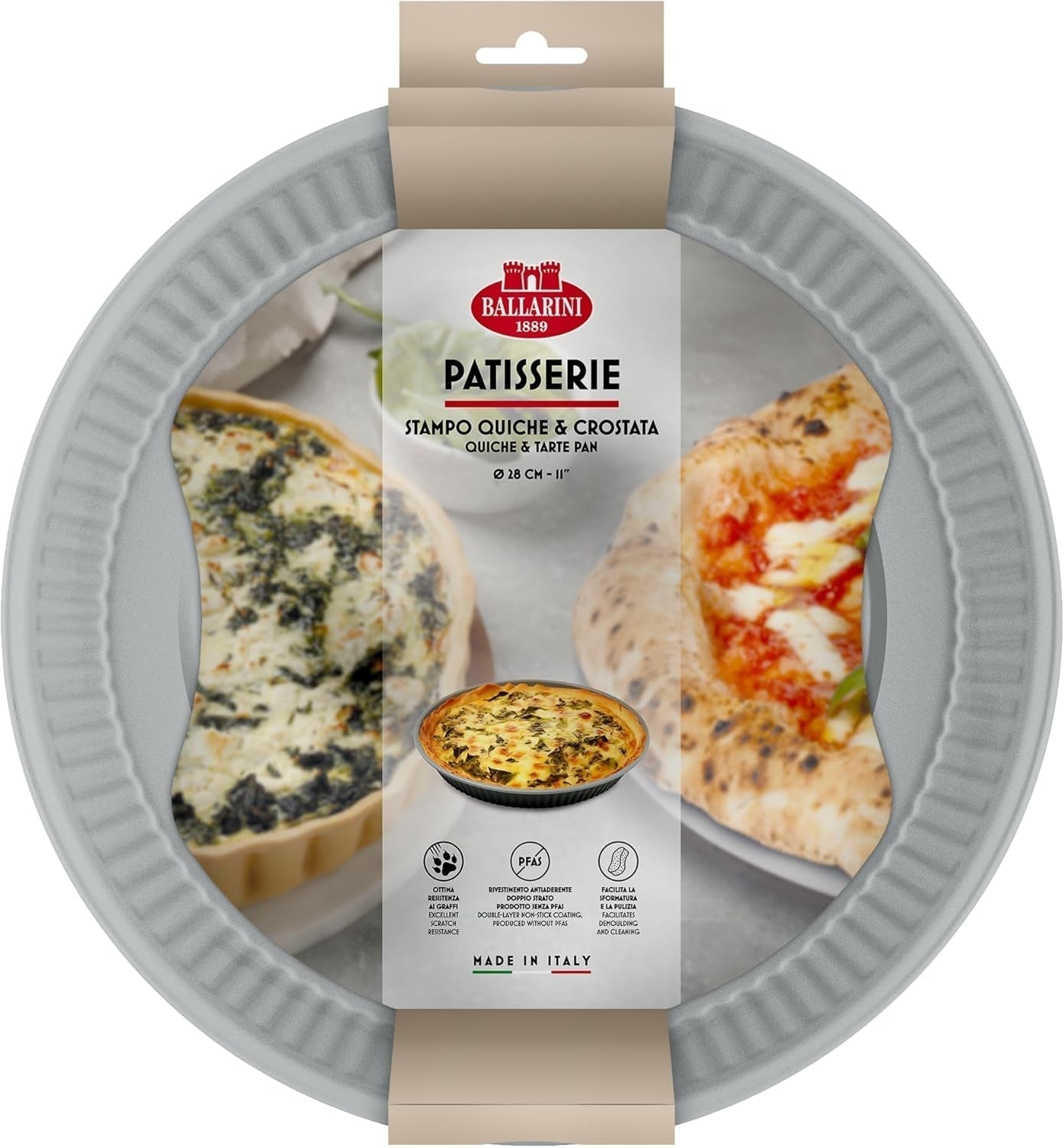 Ballarini, Pekáč, různé modely Formy a plechy Naty Shop Grey Quiche koláčový plech 28 cm