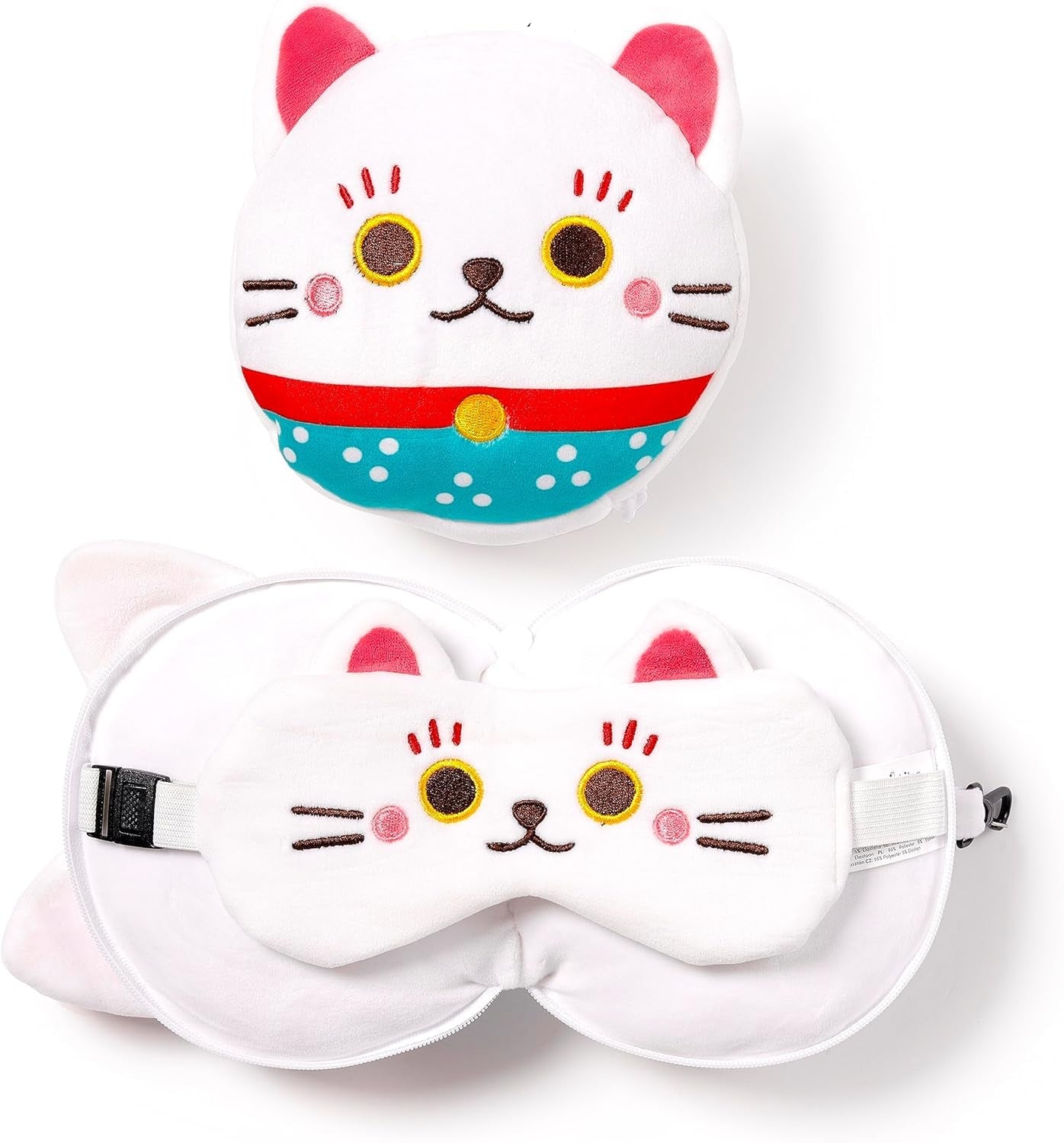 Cestovní polštář s maskou Relaxeazzz - Maneki Neko Lucky Cat Charm Cestovní polštáře Naty Shop Výchozí název