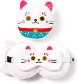 Cestovní polštář s maskou Relaxeazzz - Maneki Neko Lucky Cat Charm Cestovní polštáře Naty Shop Výchozí název