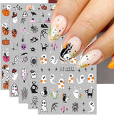 JMEOWIO Nálepka na nehty Halloween Süßer Geist 9 Blatt Nálepka na nehty Selbtklebend Nagelaufkleber Dekoration Nageldesign Zubehör