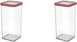 Sada 5 dóz Rotho Loft s víčky, různé velikosti, potravinářský plast (PP), bez obsahu BPA, čirý/červený, (21,4 x 21,4 x 23,5 cm) Naty Shop boxy na skladování potravin 1,5 l (2 balení)