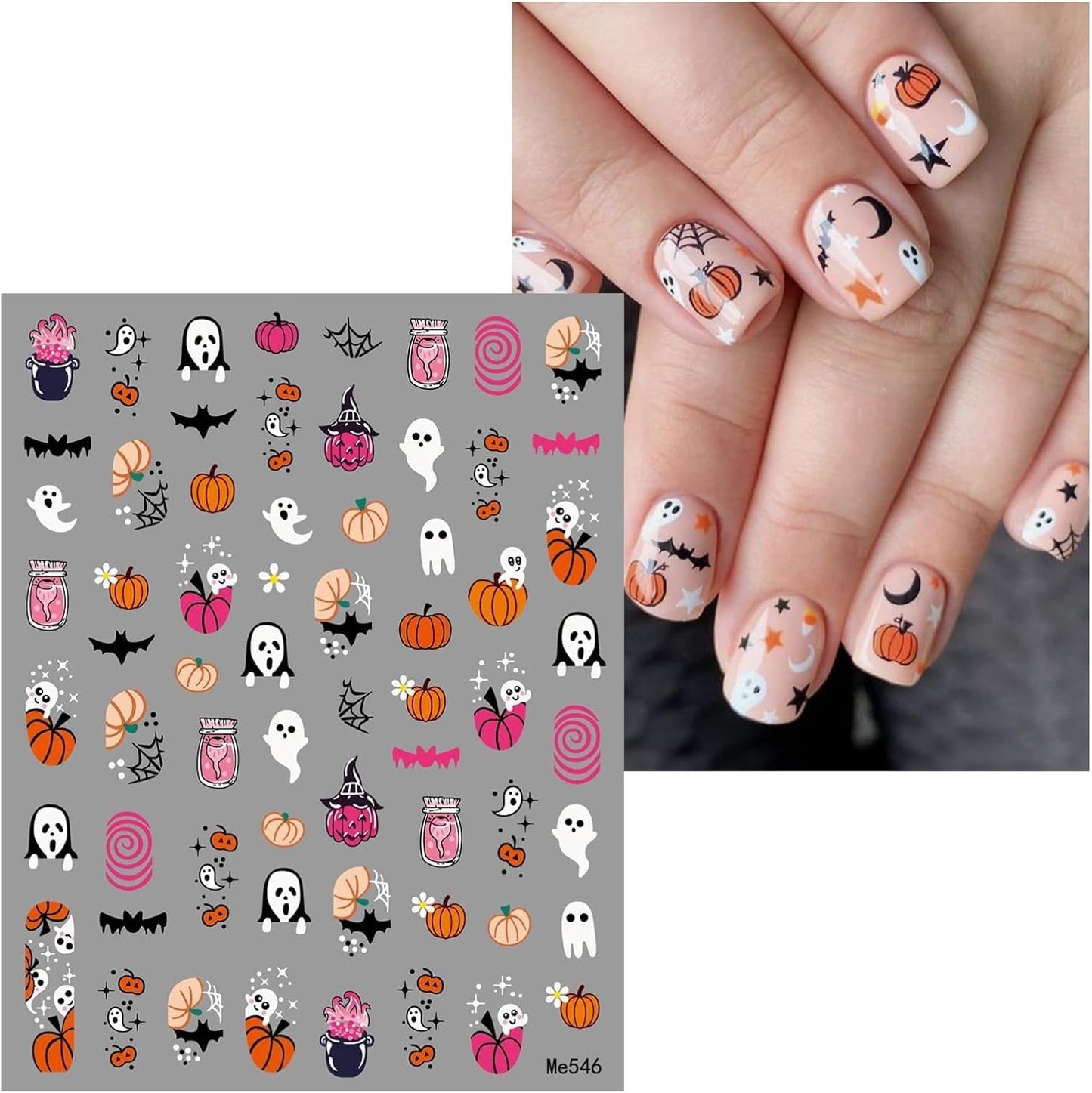 JMEOWIO Nálepka na nehty Halloween 9 Blatt Nálepka na nehty Selbtklebend Nagelaufkleber Dekoration Nageldesign Zubehör