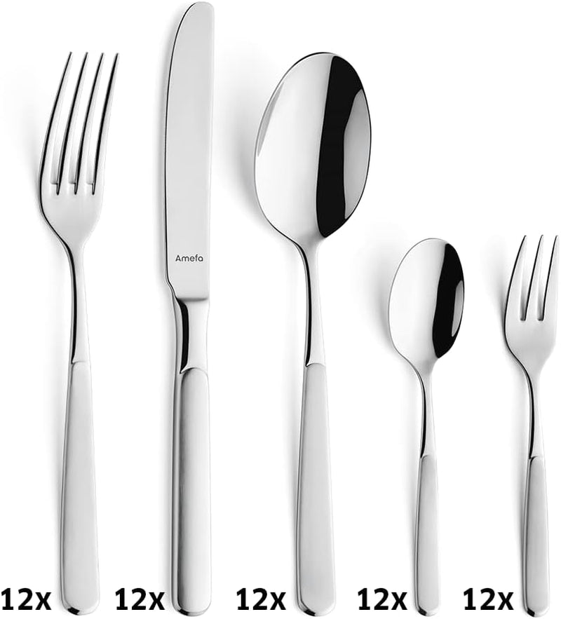 Sada příborů Amefa Satina v 60 dílech, pro 12 osob, trezor Kitchen Naty Shop
