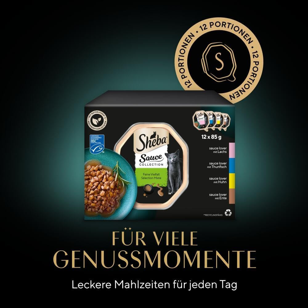 Sheba Sauce Collection Tác Multipack, kvalitní odrůda MSC, 4x12x85g
