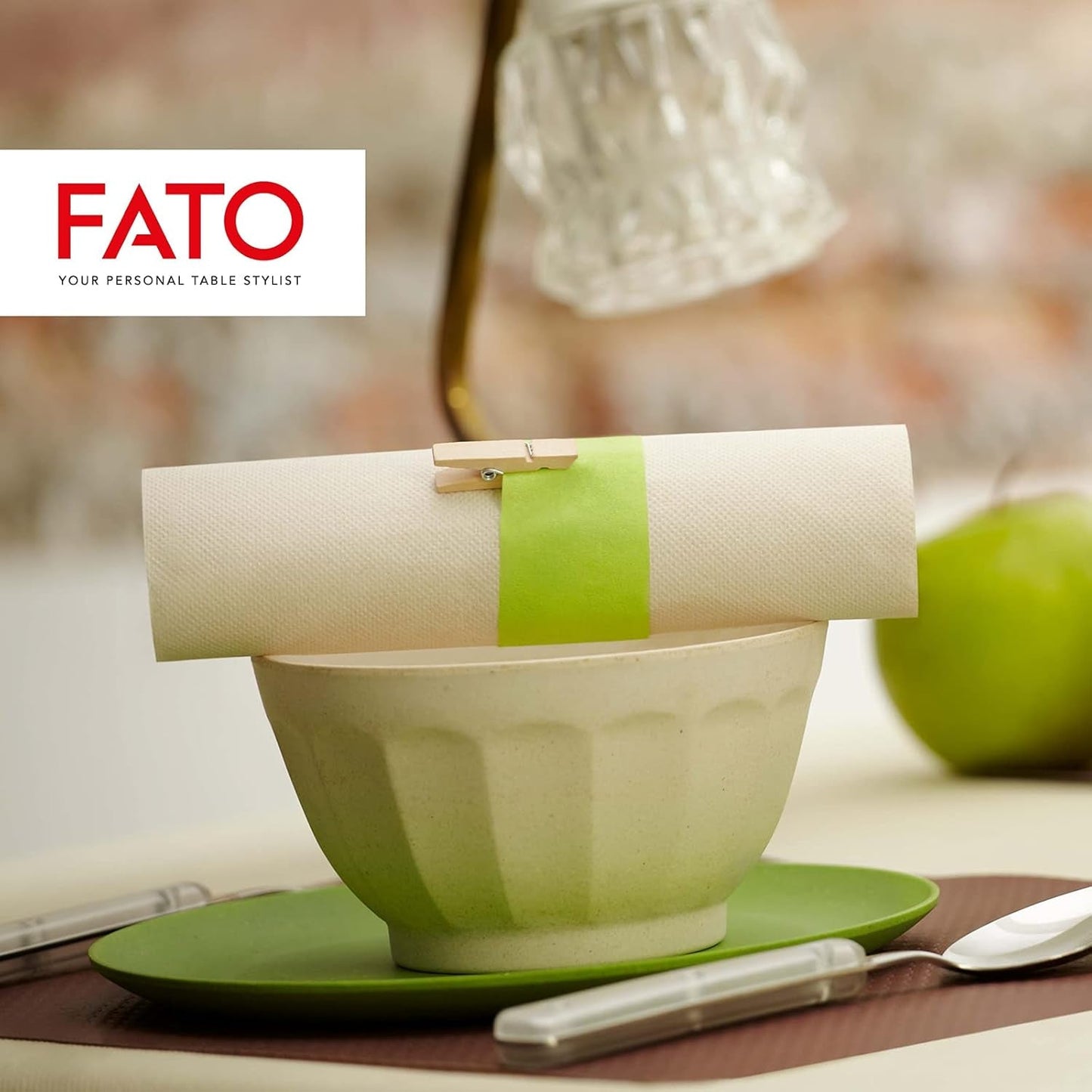 Fato – Přírodní 4-složkové jednorázové papírové ubrousky, šetrné k životnímu prostředí, 40 balení, velikost 38X38, 2 vrstvy, 100% recyklovaný papír