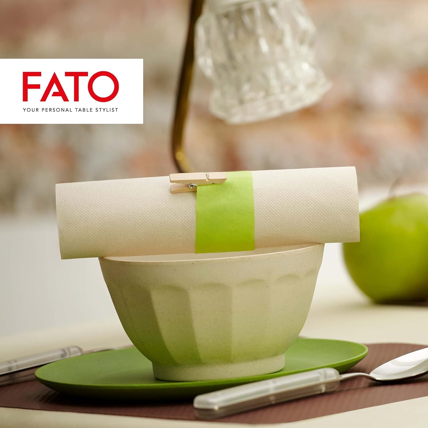 Fato – Přírodní 4-složkové jednorázové papírové ubrousky, šetrné k životnímu prostředí, 40 balení, velikost 38X38, 2 vrstvy, 100% recyklovaný papír