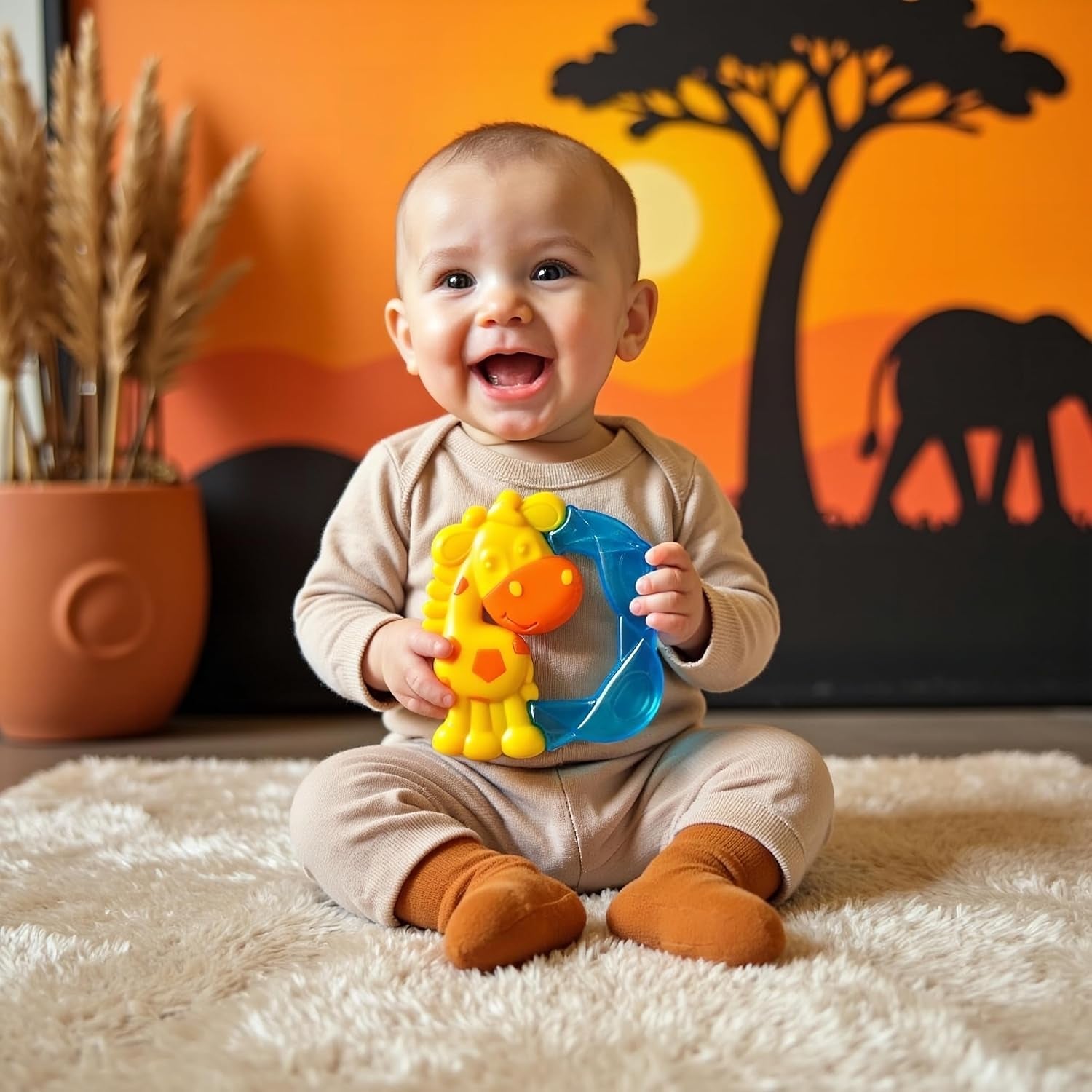 Kousátko Playgro Jerry Giraffe - Dětské kousátko - Silikonové kousátko - Silikonové kousátko - Pomůcka na kousání - Silikon - Dětské kousátko - Barevné