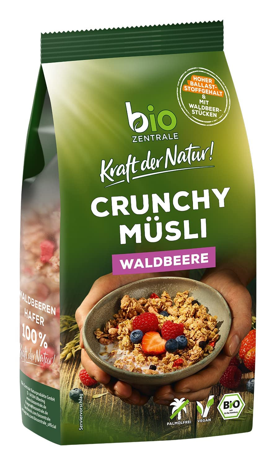 Křupavé müsli s lesním ovocem Biozentrale | 375 g bio müsli | Ideální na snídani a šálek müsli s sebou | Alternativa k müsli tyčinkám