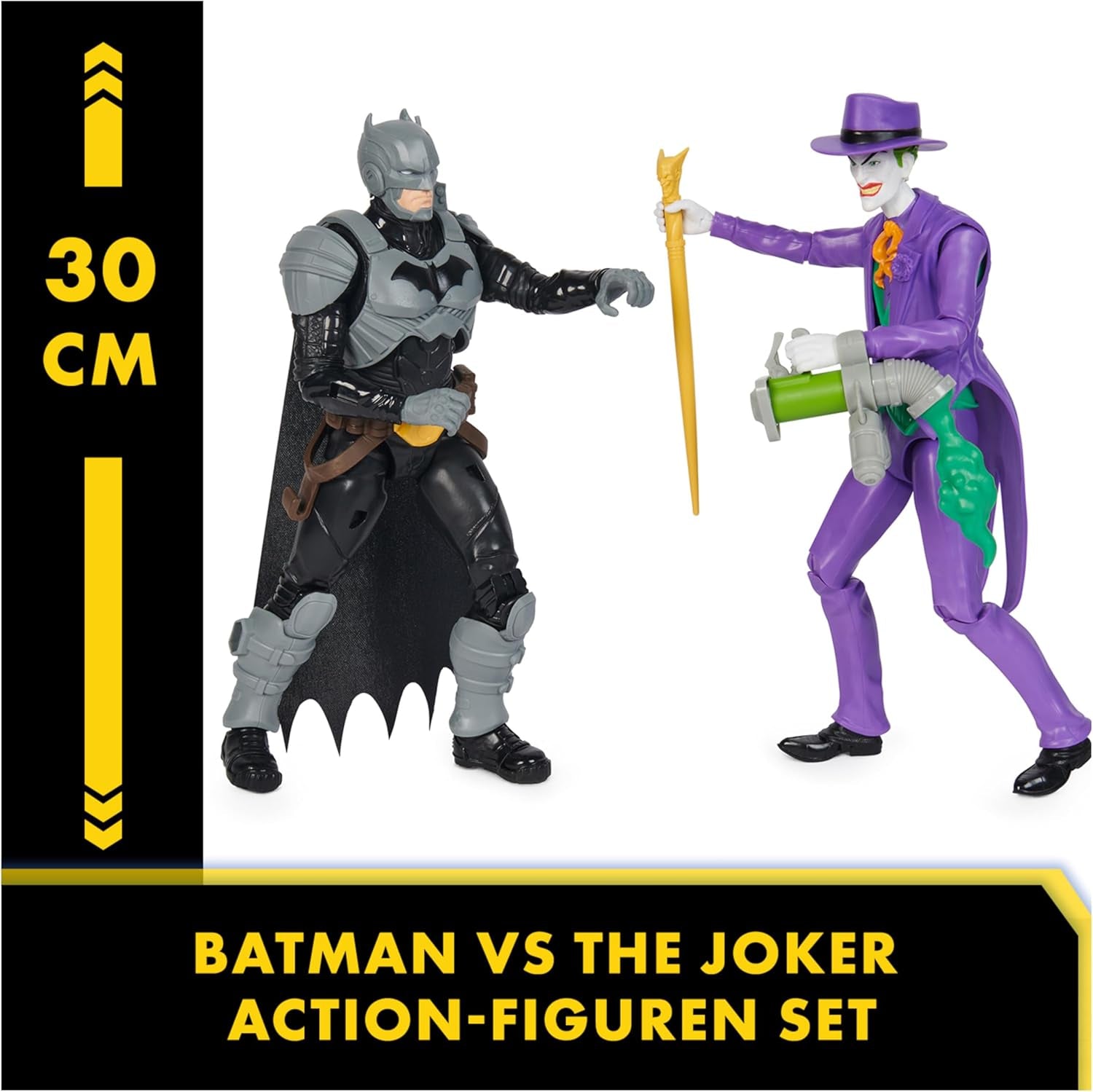 DC Batman Adventures Sada akční figurky Batman vs the Joker, 30 cm – 2 plně pohyblivé figurky s 12 ozubenými koly pro vzrušující hraní rolí, hračka pro 4+ děti Akční figurky Naty Shop