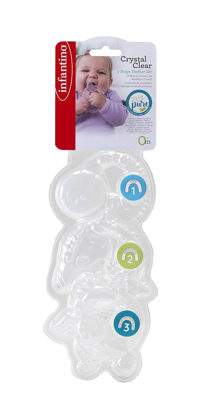Infantino 316564-01 Transparentní kousací kroužky Infantino - Měkký kousací kroužek, vyrobený z netoxického materiálu, pro vývoj smyslů a podporu kousání, vícebarevný