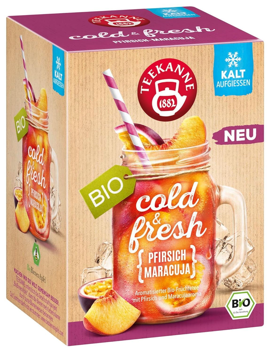 Teekanne Cold & Fresh BIO 4Er Mix - S novými odrůdami citron-máta, broskev-maracuja, pomeranč-rozmarýn, grapefruit-máta-zázvor (4 X 45G)
