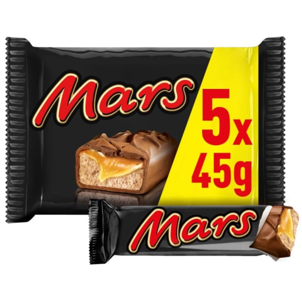 Mars čokoládové tyčinky, karamel, čokoláda, 1 balení po 5 tyčinkách (1 x 225 g)