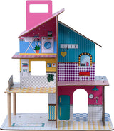 Olivia'S Little World 360 dřevěný domeček pro panenky pro děti 3,5" panenky a 12 doplňků Vícebarevné TD-13260C Domky pro panenky Naty Shop