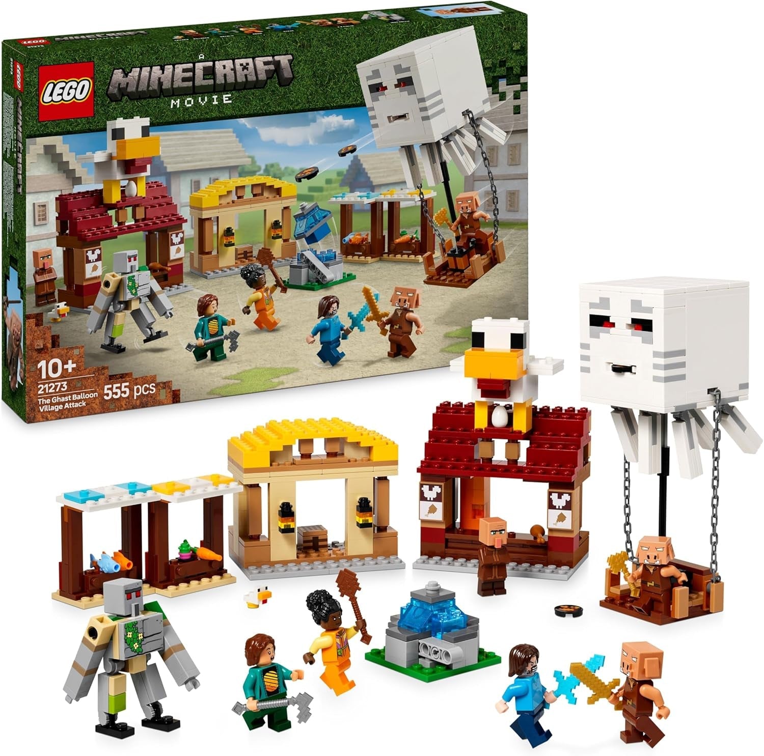 LEGO Minecraft Ghast Balloon Attack – Herní hračka pro děti – Stavebnice Videohry Dům, Kuře a Golem – Filmové zboží pro chlapce 10+ – 21273 Stavebnic Besuche den LEGO-Store Výchozí název