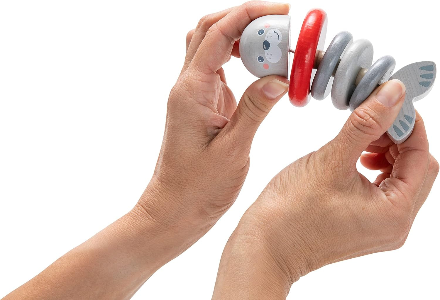 HABA 306691 - Postavička chrastítko tuleň, uchopovací hračka od 6 měsíců, Made in Germany, šedá Baby Toys Naty Shop