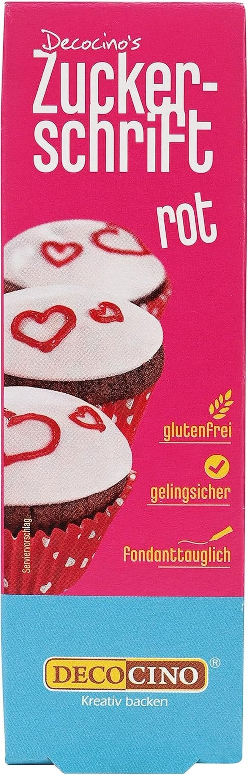 Nápisy s červeným cukrem Decocino - Nápisy potravinářské barvy - Praktická tuba na etiketování fondánu a polevy - Pečicí ozdoby na dorty, dorty a cupcaky! (balení 2 ks)
