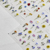 JMEOWIO 3D Nálepka na nehty Bunte Blumen Nálepka na nehty Selbstklebend Nagelaufkleber 5D Stereoskopisch Frühlings Letní Blumen Dekorace Nageldesign Zubehör 2 Blatt