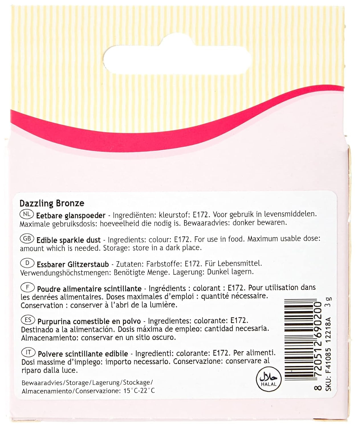 Funcakes Sparkle Dust Dazzling Bronze: Šumivé potravinářské barvivo v prášku na zdobení dortů, s certifikací Halal