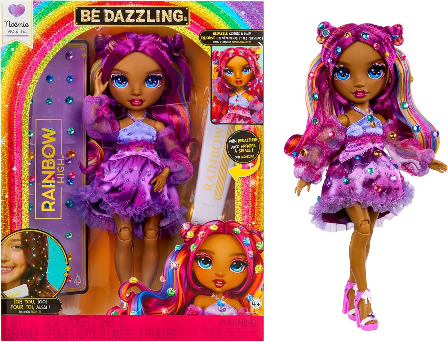 Rainbow High Be Dazzling - Noemie Violette - Lilac 28cm módní panenka s nástrojem na zdobení, třpytivými drahokamy a stylingovými doplňky