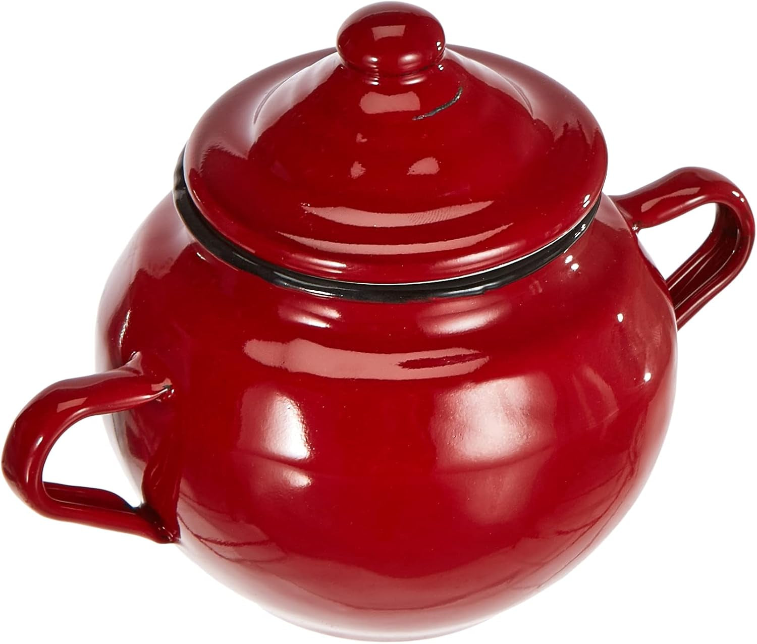 Roja dóza s víčkem, 0,5 l, červeně smaltovaná ocel, 10 x 10 x 20 cm, 2 kusy