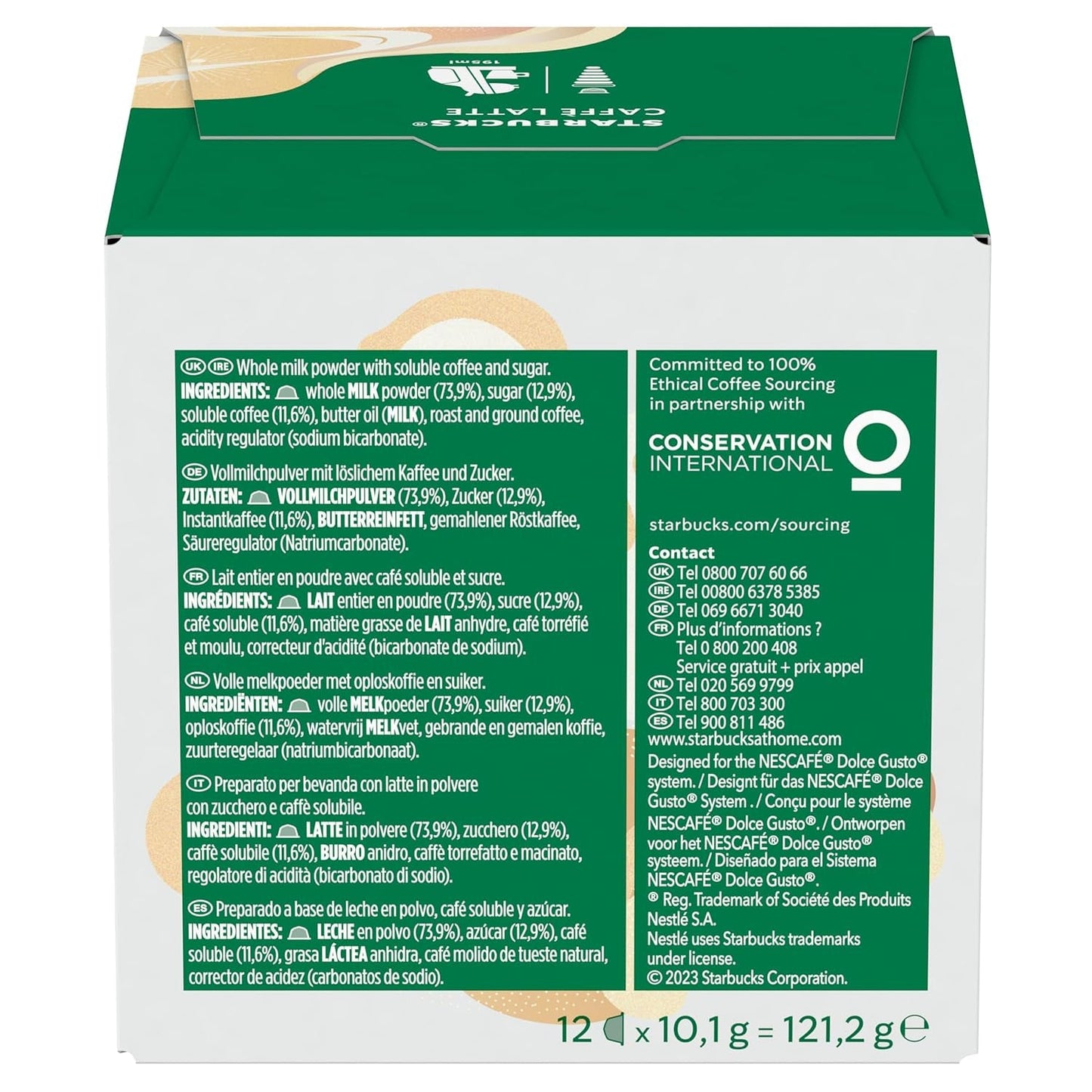 STARBUCKS Caffè Latte od Nescafé Dolce Gusto Kaffeekapseln 6 x 12 (72 kapslí)