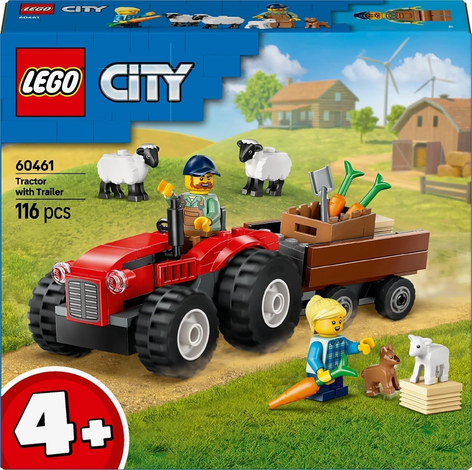 LEGO City traktor s přívěsem - Farma s figurkami traktoru a zvířat - Montessori herní sady pro chlapce a dívky od 4 let - dárek se 2 minifigurkami 60461 Stavebnice Besuche den LEGO-Store