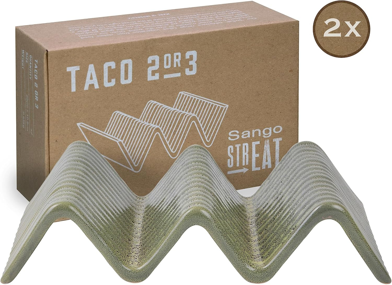 CreaTable, 33984, Street Food Series, Sada nádobí pro 2, Stojan Street Taco 2 z kameniny, Vhodné do myčky a mikrovlnné trouby, Kvalitní výroba