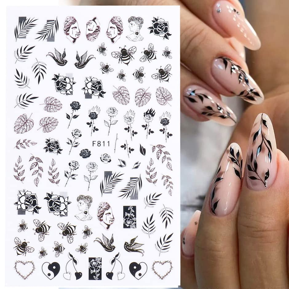 JMEOWIO Nálepka na nehty Frühling Blumen 10 Blätter Nagelaufkleber Selbtklebend Nail Art Dekorace Nageldesign Zubehör Für Frauen Mädchen