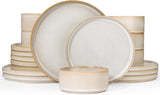 Star 18dílná sada jídelního nádobí, sada nádobí pro 6 osob, porcelán, odolná proti poškrábání, vhodná do mikrovlnné trouby a myčky, cappuccino bílá
