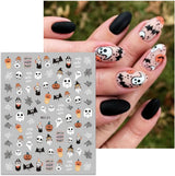 JMEOWIO Nálepka na nehty Halloween 8 Blatt Nálepka na nehty Selbstklebend Nagelaufkleber Totenkopf Horror Geist Hexe Spinnennetz Fledermaus Kürbis Spukdekoration Nageldesign Zubehör