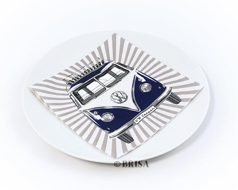 BRISA VW Collection – T1 Bus Stolní ubrousky Volkswagen (Samba Stripes/červené/3vrstvé)