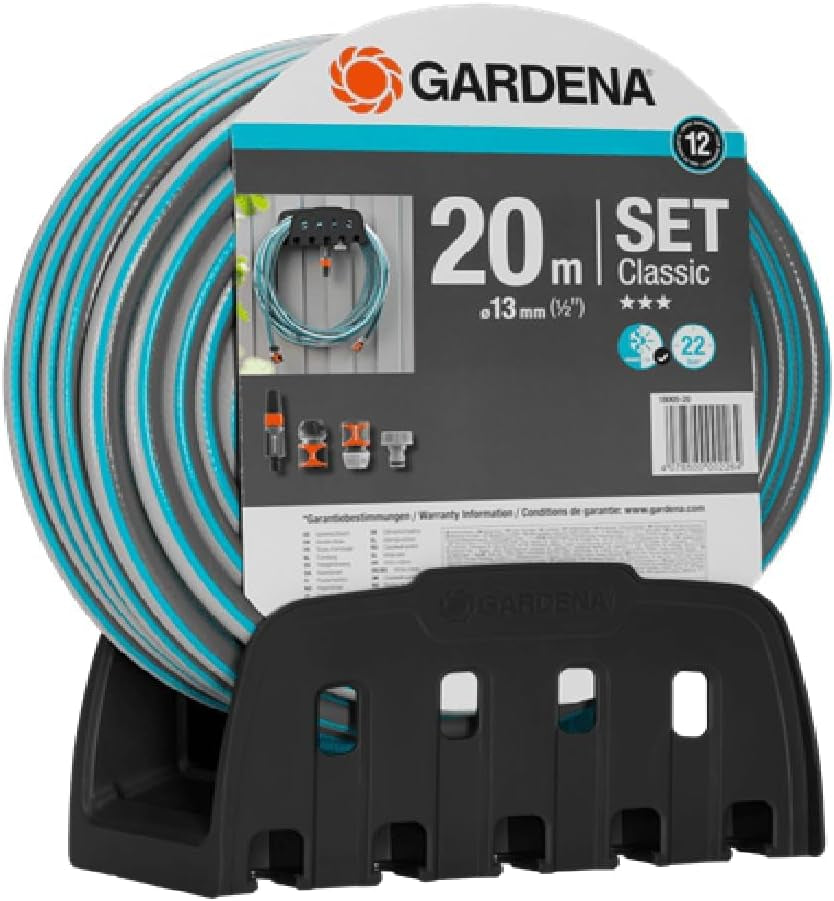 Gardena Classic 60 nástěnný hadicový naviják s hadicovým navijákem: Pro snadnou montáž na stěnu, se systémem proti odkapávání, úhlové připojení, velká kapacita, úspora místa (2650-88)