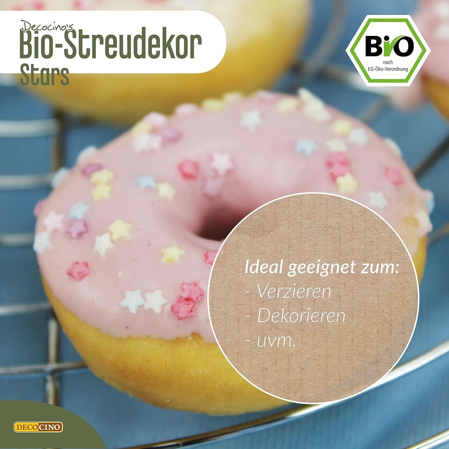 DECOCINO Organic Sprinkle Stars, 50 gramů Sprinkles Naty Shop
