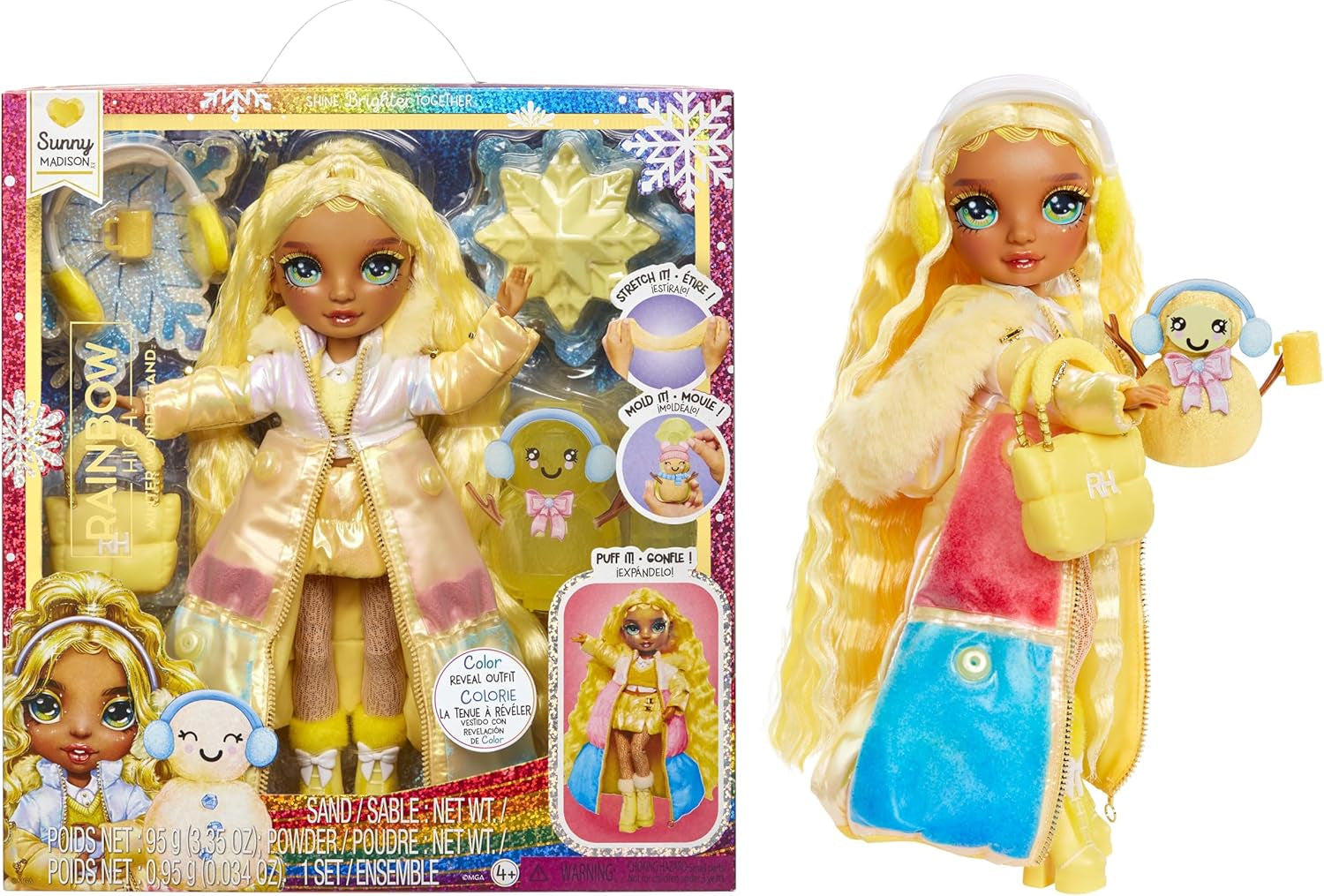 Rainbow High Winter Wonderland - Skyler (modrá) - 28 cm módní panenka se sadou sněhuláka, která hromadí vodu a hromadí vodu, vhodná pro děti od 4 do 12 let a sběratele Naty Shop Sunny Dolls (žlutá)
