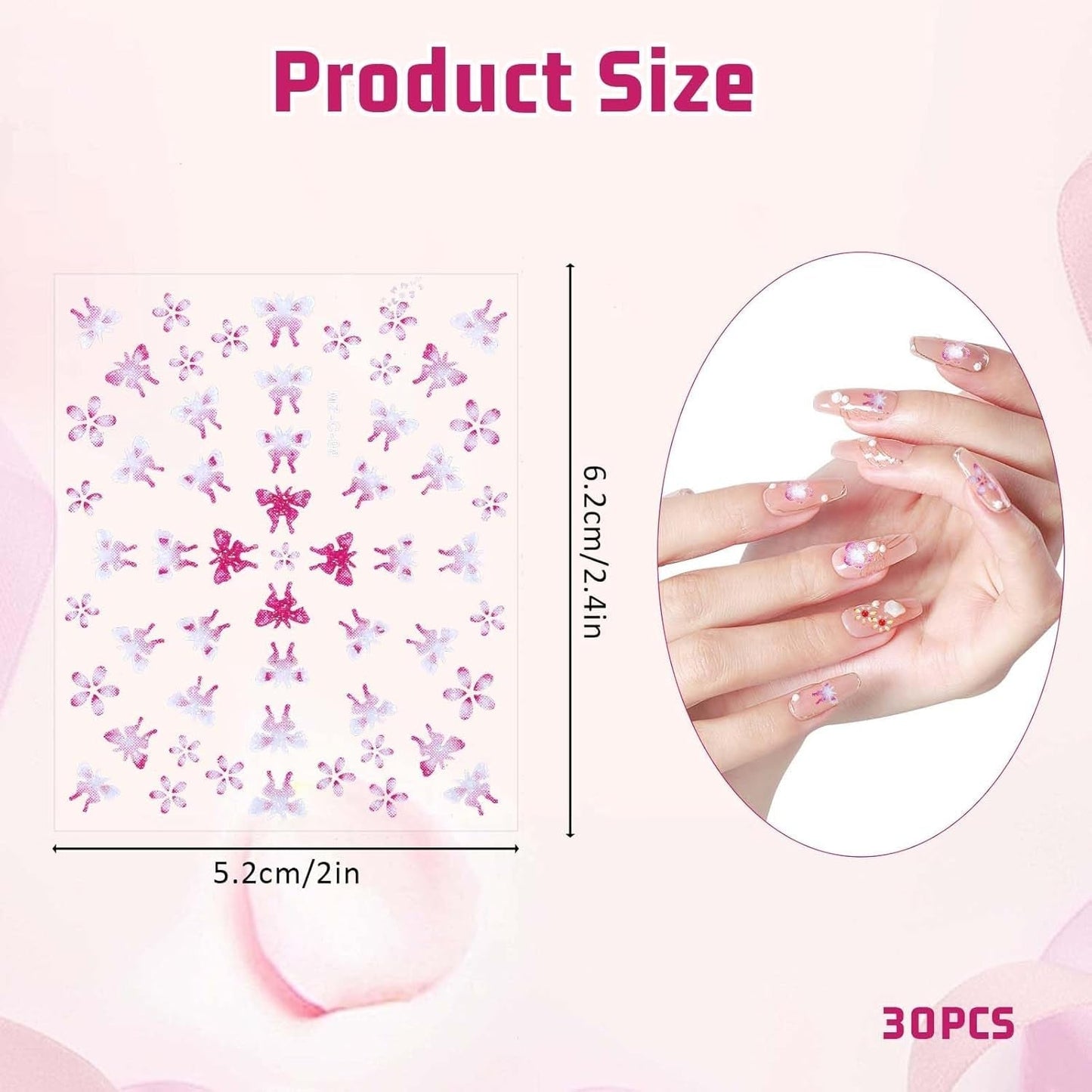3D Nálepka na nehty 30 Blatt Nálepka na nehty Selbtklebend Blumen Blumenherzform Nálepka na nehty Nageldesign Nageldesign Zubehör Nagelaufkleber Für DIY Dekorationen, Maniküre, Handyhüllen