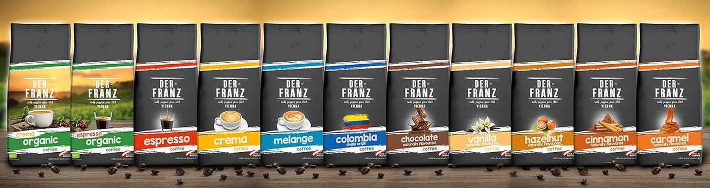 DER-FRANZ Kaffee Crema, Intensität 4/5, 100% Arabica, ganze Kaffeebohnen, 1000g